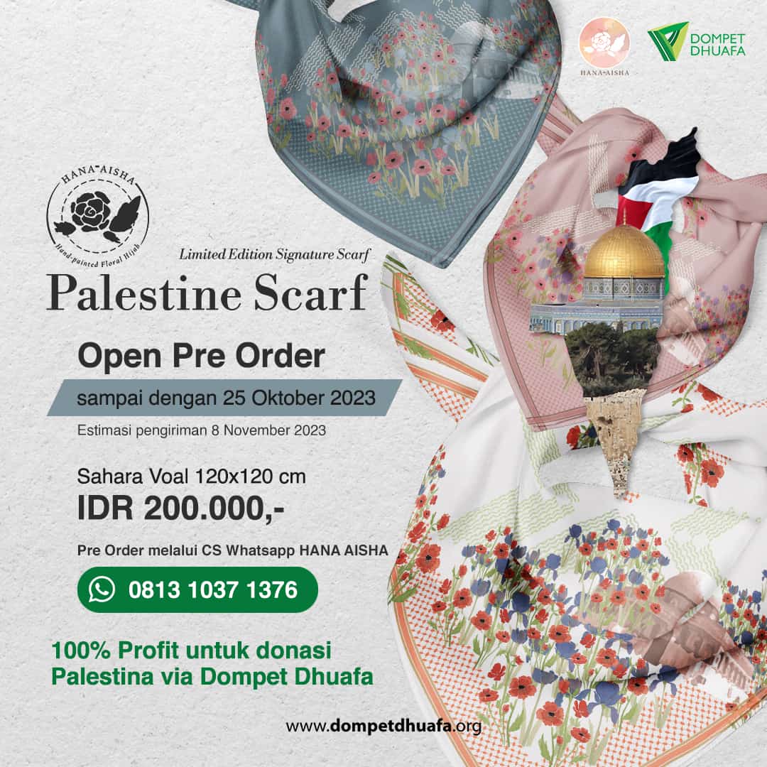 Palestine Scarf besutan Hana Aisha yang berkolaborasi dengan Dompet Dhuafa