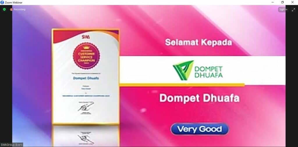 Dompet Dhuafa terima penghargaan SWA: Very Good Digital Marketing