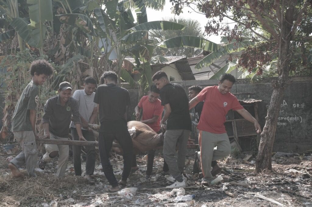 Seluruh elemen kampus mulai dari dosen, mahasiswa, hingga warga sekitar STAI Kupang bergotong-royong untuk melaksanakan penyembelihan hingga distribusi daging kurban.