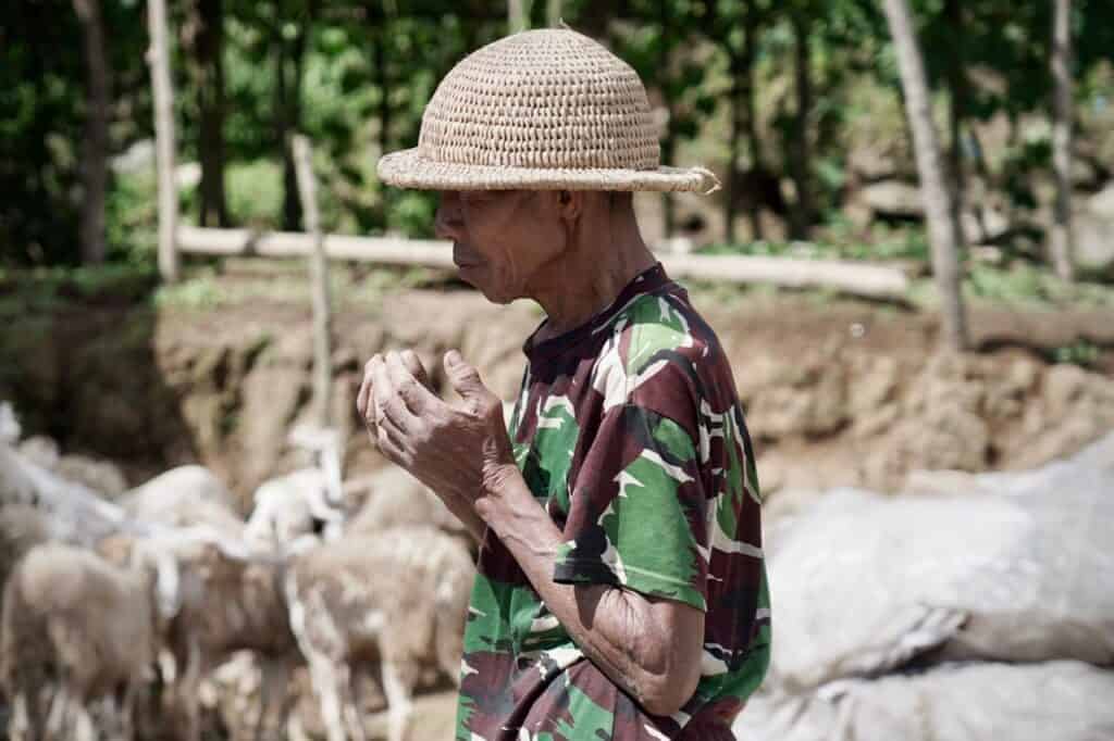 Pak Kuswanto bersyukur ada hewan kurban di Desa Batur.