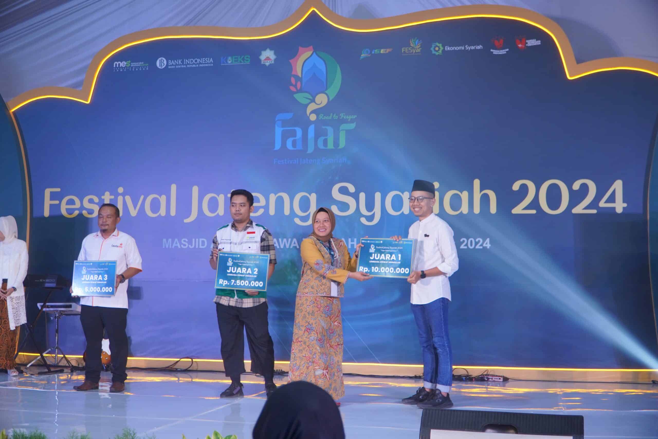 Penganugerahan Dompet Dhuafa jawa Tengah sebagai Juara 1 Lembaga ZISWAF Unggulan dari Bank Indonesia dalam Festival Jateng Syariah 2024, 11 Agustus 2024.